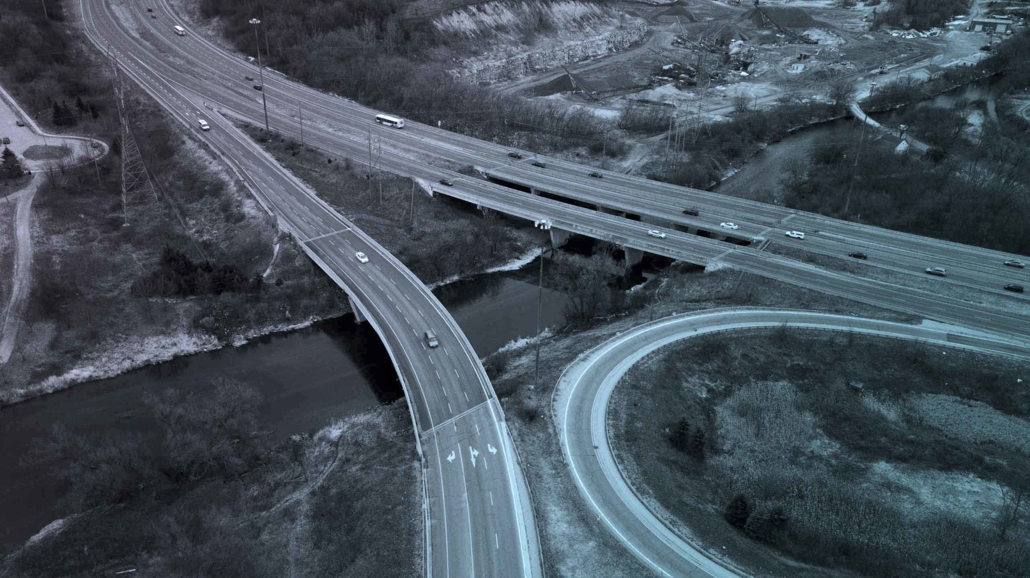 aerial view of highways