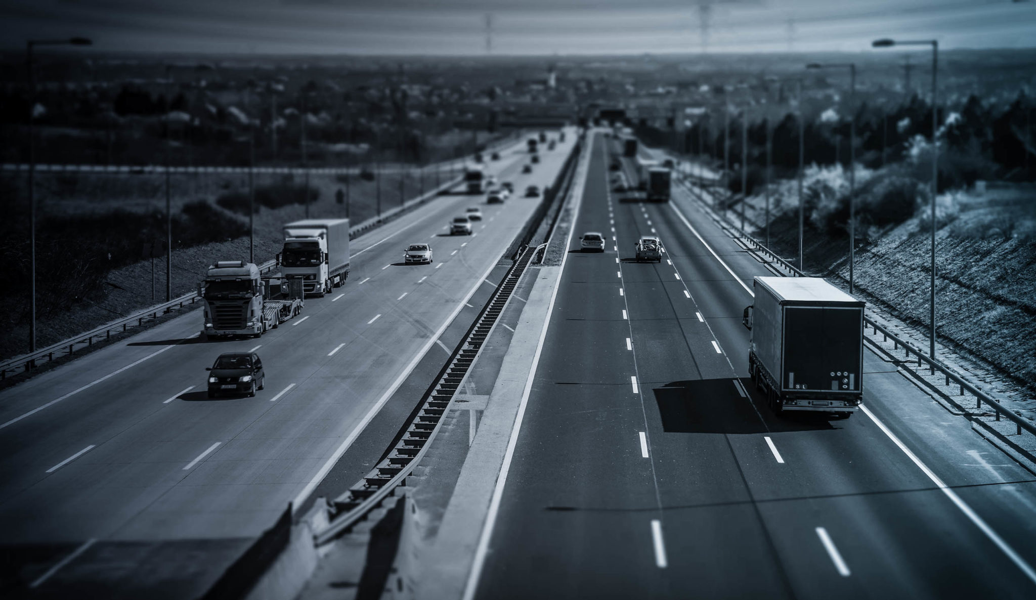 highway with cars and trucks